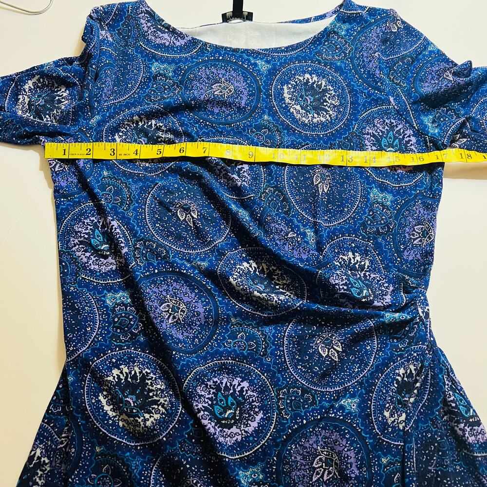 Talbots Paisley Print Side Ruched Three Quarter Sleeve Dress Size Medium Petite - Picture 5 of 7